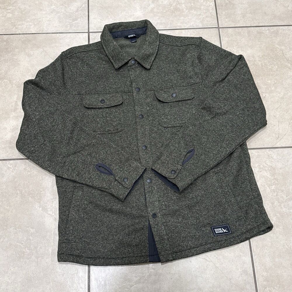 Eddie Bauer Men's Sweater Warm Fleece Shirt Jacket Size Large
